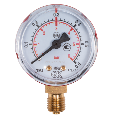 Манометр Пропановый 0,3/0,6 МПа, 50 мм, М12х1,5 KRASS поверенный